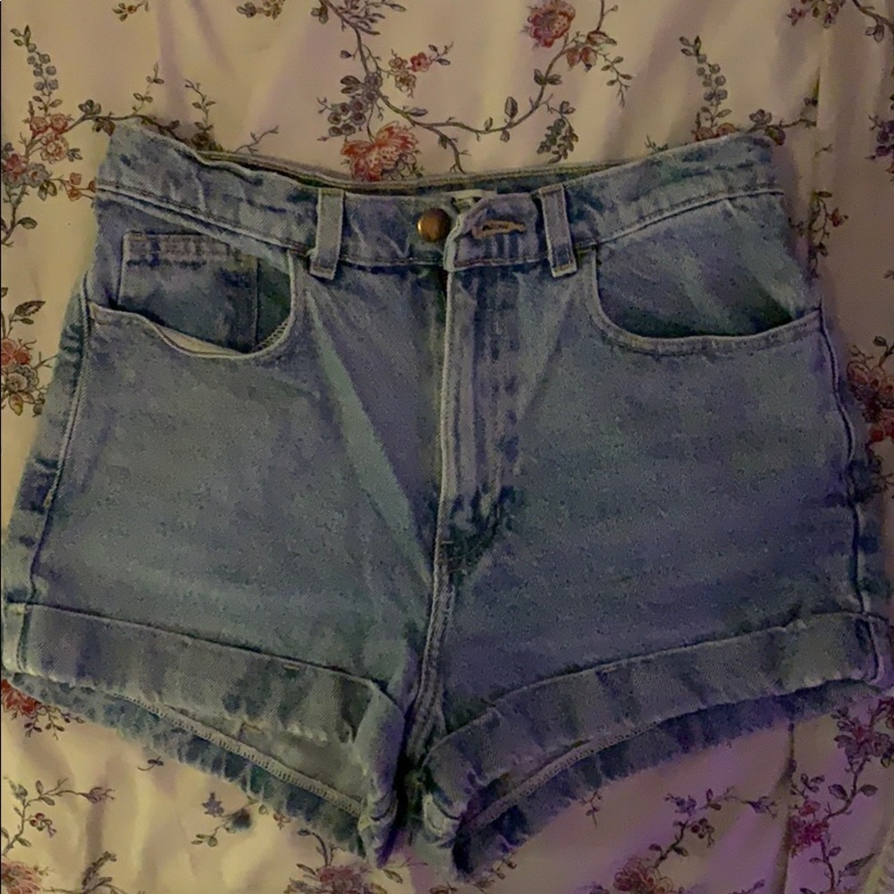 american apparel light wash shorts